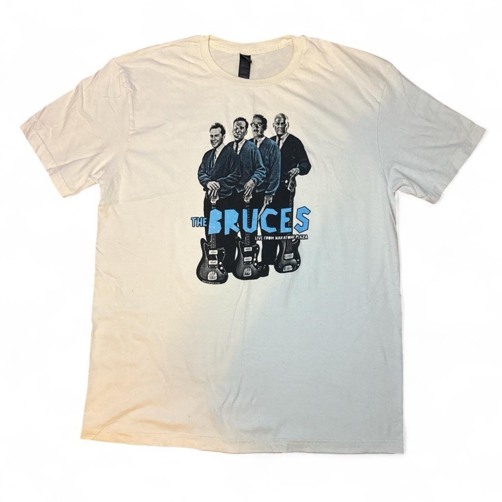 NEW Gildan The Bruces Live @ Nakatomi Plaza Die Hard Cream Graphic Tee — LARGE